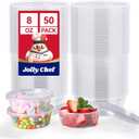 JOLLY CHEF Deli Food Storage Containers with Lids 8 OZ 50 Set Food Storage Containers, Leakproof |Stackable | Microwave | Dishwasher | Freezer Safe