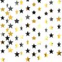 Patelai Glitter Star Garland Banner Christmas Decor 130 Feet Star Hanging Bunting Banner Twinkle Backdrop for Homecoming Classroom Wedding Birthday Halloween Party Supplies(Black, Gold)
