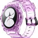 NotoCity for Galaxy Watch 4 Galaxy Watch 5 Watch 6 40mm Bands, Clear Band with Protective Case Replacement Strap for Galaxy Watch 4 Watch 5 (40mm Purple)