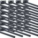 30 Pcs 10" Black Steel Floating Shelf Bracket Blind Shelf Supports - Hidden Brackets for Floating Wood Shelves - Concealed Blind Shelf Support  Screws and Wall Plugs Included