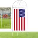 W-Mdsks 2 IN 1 Metal Garden Flag Holder Stand, Reinforced Decorative Design, Fits 14.5 x 26 Inch FlagsHeavy Duty Yard Flags Holder for Outside House, Lawn & Patio Decor (White)