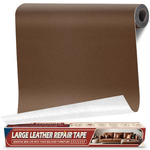 Leather Repair Tape Patch, 17" x 79" Self Adhesive Leather Patches for Furniture,Vinyl Repair Kit for Car Seat, Couch, Chairs, Boat Seat, Sofa Brown
