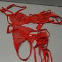 Lilosy Sexy Choker Floral Lace Scallop Sheer Underwire Push Up Garter Belt Lingerie Set 3 Piece size M