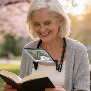 Magnifying Glass with Light for Reading Neck Light Hands Free Book Page Magnifier with LED Lights Dimmable 3 Color,Flexible Gooseneck Magnifying Glasses for Close Work Seniors Low Vision Elderly