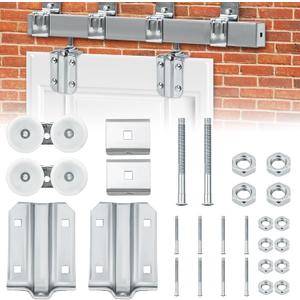 Pasimy Box Rail Exterior Barn Door Hardware Kit, Heavy Duty Sliding Hanger Barn Door 225Lb Zinc Plated Exterior Barn Door Hardware Kit for Indoor and Outdoor