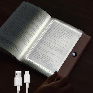 Book Light, Rechargeable Clear LED Flat Reading Light with 3 Colors & Timer, Dimmable Panel Plate Lamp Book Full Page Light for Reading in Bed at Night, Funny Gifts for Readers Kids Women Men (Pink)