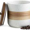 Miamolo Spice Jars with Lid, Coffee Container Kitchen Food Storage Jars for Spice Sugar Tea Bag, Stackable Decorative Jars for Countertop, White & 37oz