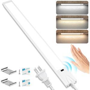16 Inch Under Cabinet Lights with Hand Wave, Plug in LED Under Counter Light, Over Sink and Stove Lighting, Color Tunable 3000K to 6000K, Touchless Dimmable for Kitchen, Shelf, Cupboard, Closet, Desk
