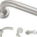 Brushed Nickel 28-48" Wrap Around Curtain Rod with Aluminum Finials and Brackets, 1 Inch Diameter, 50 lb Weight Capacity, Blackout, Adjustable, Wall Mounted
