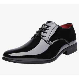 Bruno Marc Men's Faux Patent Leather Tuxedo Dress Shoes Classic Lace-up Formal Oxford, 9