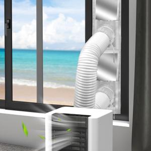 Portable Air Conditioner Window Vent Kit, Universal Sliding Window Seal Kit for Mobile Air Conditioning & Dryer, 28x102~162cm Length Adjustable Full Sealing Waterproof A/C Window Vent Sealing Cloth