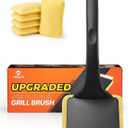 MEKER Grill Brush Bristle Free, Grill Brush and Scraper with 5 BBQ Replacement Head, Grill Cleaning Brush BBQ for Cast Iron, Stainless Steel Grates, Safe Grill Scraper Outdoor BBQ Grill, Black