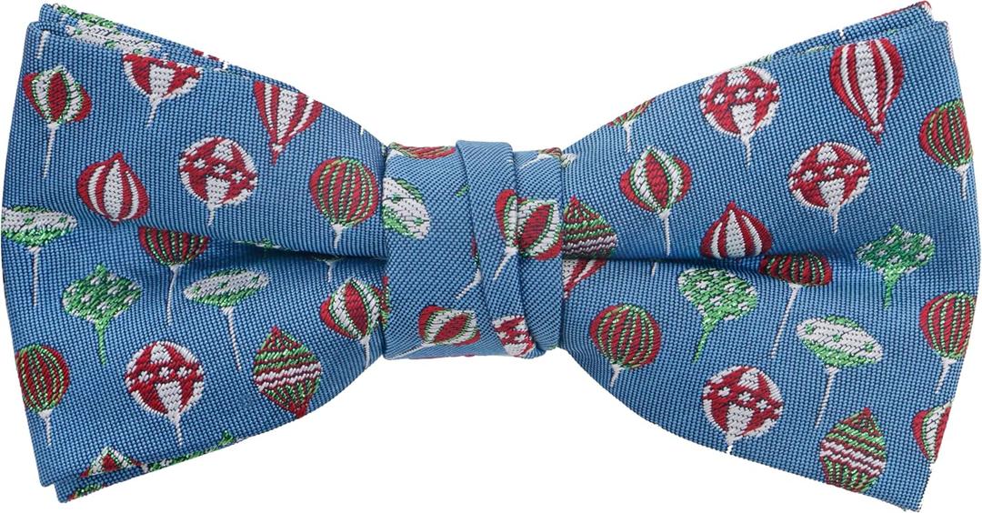 OCIA Holiday Pre-Tied Bowtie Christmas Halloween Festival Pattern Bow Tie for Men Boys (A Blue Green Red White)