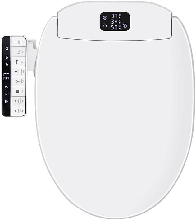 Smart Bidet Toilet Seat with Remote - Unlimited Warm Water & Warm Air Dryer, Multiple Cleaning Modes, Feminine Wash, Heated Seat, Soft Close Lid, Night Light, Easy Installation, 2 Filters Included