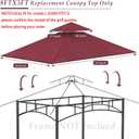 Grill Gazebo Replacement Top, 5 * 8 Outdoor BBQ Top Cover, Double Layer BBQ Gazebo Top Canopy for Model #L-GG001PST-F (Burgundy)