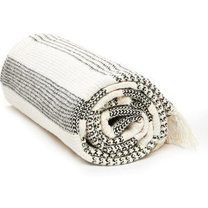 Americanflat 50x60 Throw Blanket - Soft and Breathable Cotton Throw Blanket for Couch, Bed, Chair - Decorative Blankets Perfect for Home, Office, or Outdoor Use - Black and White Stripe Design