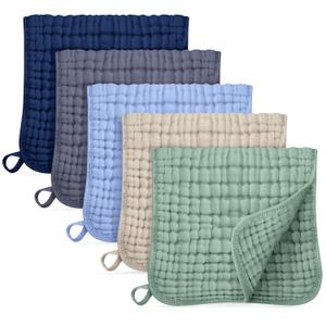 Muslin Burp Cloths for Baby 100% Cotton Burping Cloths for Boys Girls Large 20"X10" Extra Soft and Absorbent 5 Pack - Multicolor