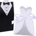 Rbenxia Wholesale Wedding Favors Wedding Party Favor Boxes Creative Tuxedo Dress Groom Bridal Candy Gift Box with Ribbon 100pcs