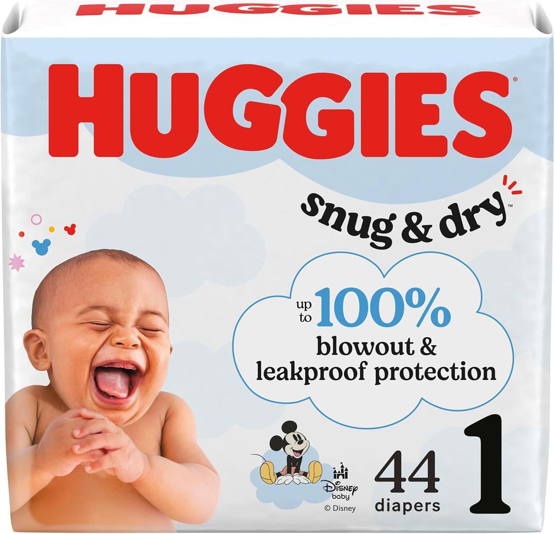 Huggies Size 1 Diapers, Snug & Dry Newborn Diapers, Size 1 (8-14 lbs), 44 Count