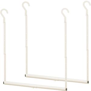 STORAGE MANIAC Adjustable Closet Rod Hanging Clothes Heavy Duty Closet Extender Hanging Rod Space-Saving Clothes Hanging Bar Double Closet Hanging Rod Hanging Closet Organizer Closet Bar, Pack of 2, White