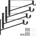 Shelf and Rod Brackets, 4 Pcs Closet Shelf & Rod Brackets Wall Mounted, Heavy Duty Closet Shelf Closet Bracket with Rods Holder, Closet Shelves Supports with Screws, Black