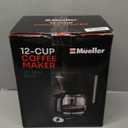 Mueller 12-Cup Drip Coffee Maker - Borosilicate Carafe, Auto-Off, Reusable Filter, Anti-Drip, Keep-Warm Function, Clear Water Level Window Coffee Machine, Kitchen Essentials & Accessories (Black)