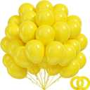 BAUANOOY 100pcs Yellow Balloons 12 inch, Yellow Latex Balloons with Ribbon for Birthday Baby Shower Wedding Sunflower Bee Party Decorations