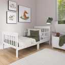 Dream On Me Finn Toddler Bed in White, Greenguard Gold and BSA Certified, Non-Toxic Finish, Made of Sustainable New Zealand Pinewood, Low-to-Floor Design with Safety Guard Rails 53"L x 30"W x 24.5"H