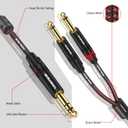 6.35 mm Audio Cable - Male TRS 1/4 Inch to Male Dual TS 1/4 Inch Y Breakout Cable - TRS 6.5 mm to 2 x 6.5 mm Mono Splitter Adapter Cord - 6.35 mm 1/4'' Inch Cable, 1.6FT/0.5M