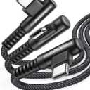 AINOPE Right Angle USB Type C Cable [3-Pack 3.3ft/6.6ft/10ft] 3.1A Fast Charging USB to USB C Cable, Nylon Braided USB C Charging Cable Compatible with Galaxy S21+ Ultra, iPad mini/Air/Pro, Pixel 6X