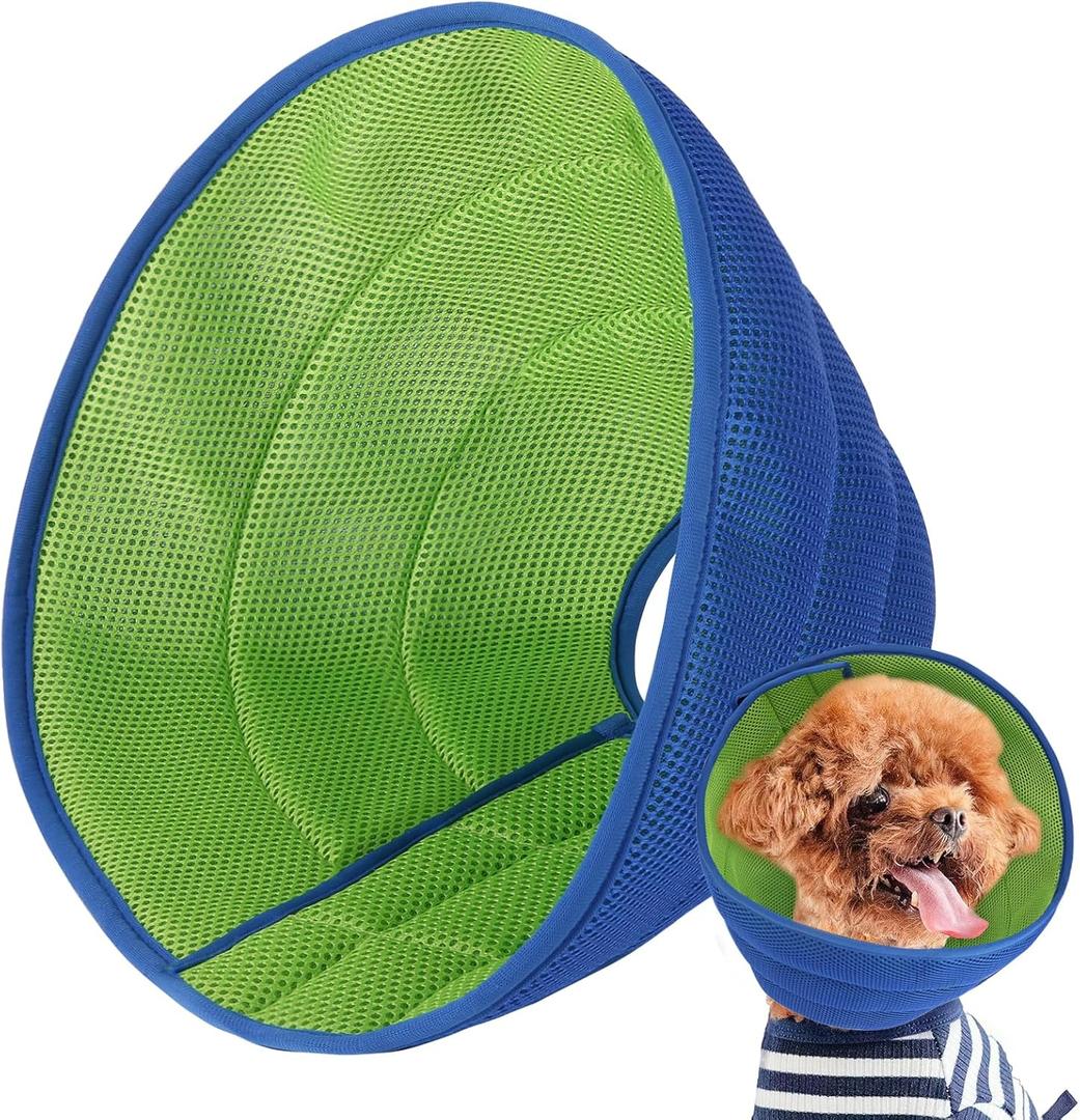Inspack Soft Dog Cone Collar Alternative, E Collars for Medium Small Dogs & Cats, Neuter Recovery Cone to Stop Licking, Reinforced Soft Fabric Comfy Ecollars of Shame Alternative, Blue Pro, Medium