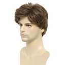 Mens Brown Wig, Short Men Wigs Natural Fluffy Cosplay Costume Synthetic Mens Wig for Male Guy Halloween