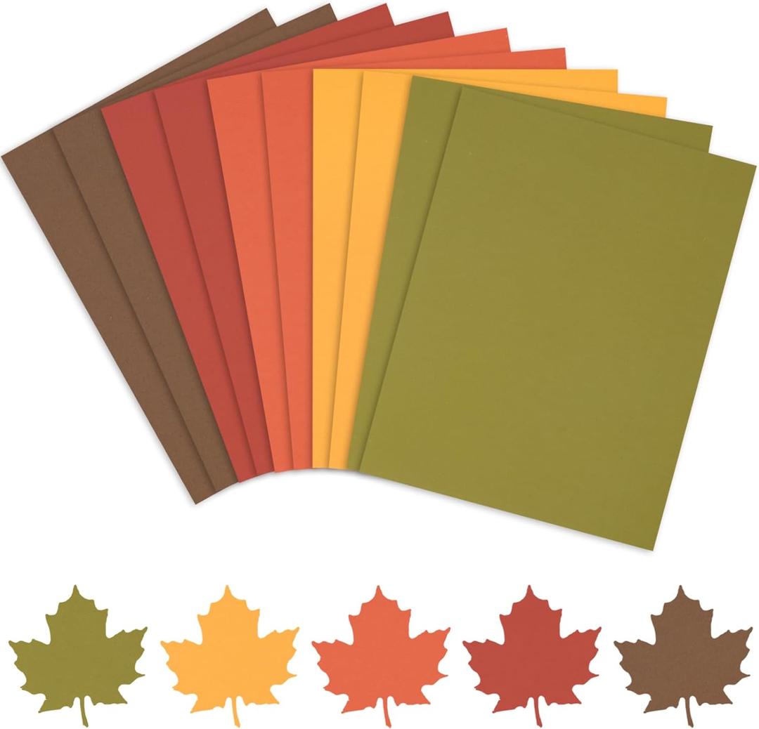 AnyDesign 50 Sheet Assorted Autumn Card Stock Paper Red Yellow Green Brown Colored Scrapbook Paper for DIY Maple Leaves Card Making Fall Thanksgiving School Office Home Supplies, 8.5 x 11 Inch