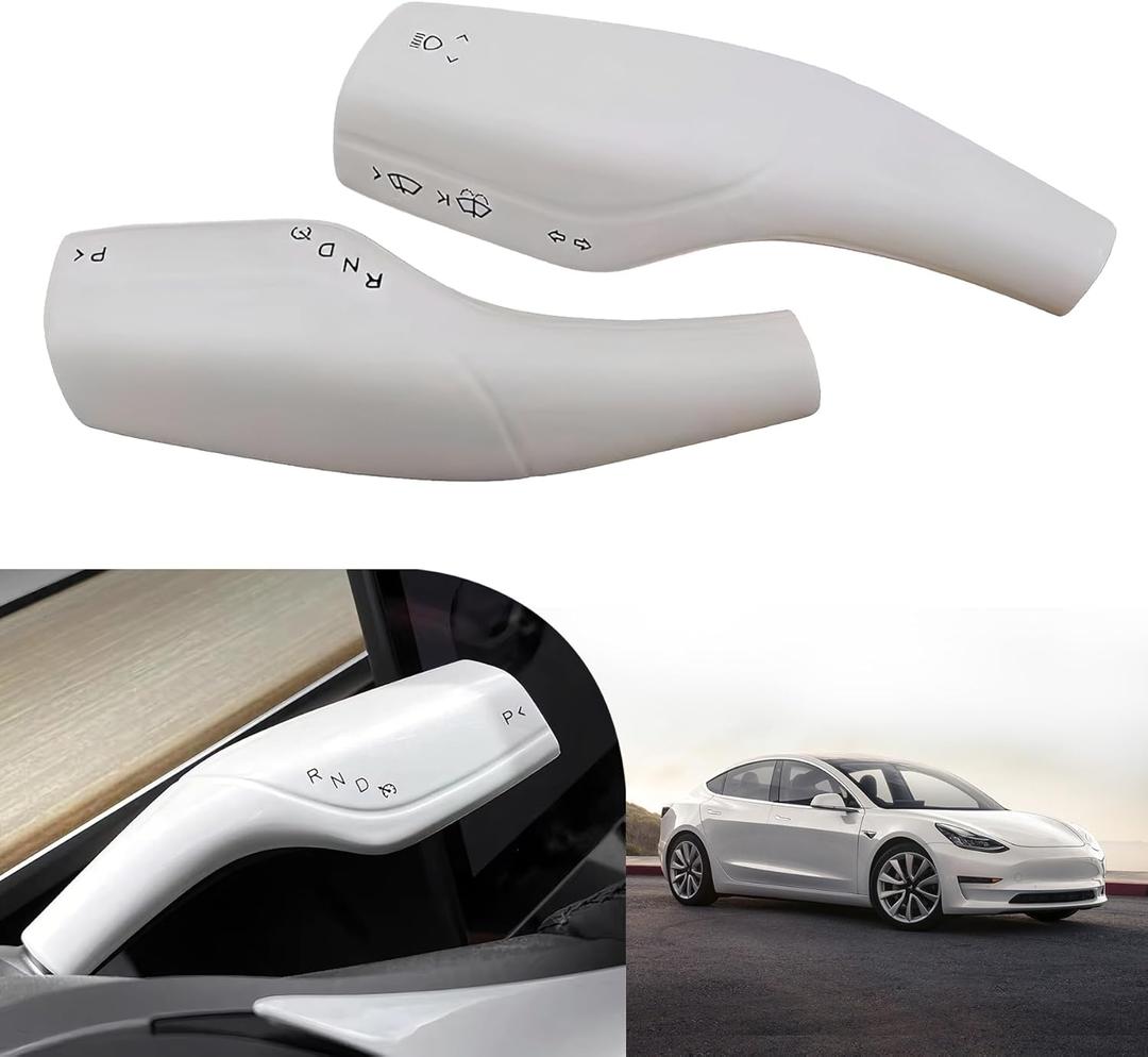 for Tesla Model 3/Y Steering Lever Cover Gear Shift Cover Column Shift modeification Covers Interior Trim Accessories (Matt White)