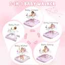 Baby Walker with Wheels, 5-in-1 Foldable Push Walker for Girls, Pink