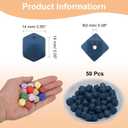 HARFINGTON 50Pcs Hexagonal Silicone Beads 14mm Geometric Focal Loose Beads Bulk for Keychain Lanyard Necklace Bracelet Making DIY Pen, Navy