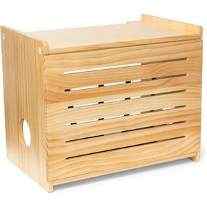 Wooden WiFi Router Storage Box - Deluxe Wall Mountable Decorative Modem Shelf Hider Cover with Cable Management System - Rustic Home Organization Solution for Routers Up to 11" Tall - Pine