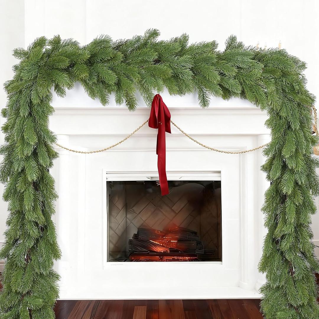 6FT Pine Christmas Garland, Artificail Greenery Garland, Realistic Cedar Spruce Garland for Holiday Mantel Fireplace Table Centerpiece Decoration
