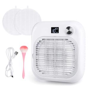 Nail Dust Collector, Dust Collector Nail Tech with 2 Pcs Reusable Filters & Nail Dust Brush, Rechargeable Powerful Dust Suction Machine for Acrylic Gel Polish Manicure Pedicure Salon