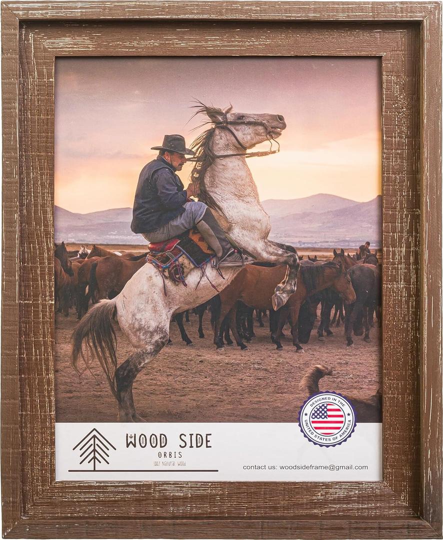 Rustic Barnwood Picture Frames 16x20 - Natural Reclaimed Wood Wall Hanging - Handcrafted Vintage Distressed, 1 3/4" Frame Width (Brown)