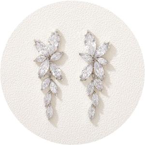 SWEETV Marquise Cubic Zirconia Bridal Earrings, Elegant Wedding Earrings for Brides Bridesmaids, Crystal Formal Drop Earrings for Women Jewelry Gifts (Silver)
