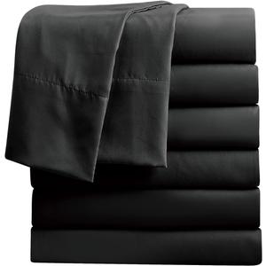 FreshCulture King Flat Sheets Only, Pack of 6, Soft Microfiber Bedding Sheets for Home, Salons, Hotels, Bulk Flat Sheets Only King Size (Black)