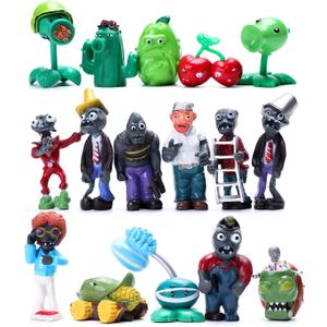 Maikerry 16Pcs Plants vs Zombies Figures PVZ Figurines Cupcake Figures Decorative Toys