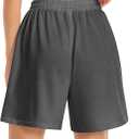 Women's Lounge Athletic Shorts with Pockets, 6.1" Sweat Shorts Women, Summer Casual Elastic Walking Running Shorts (Gray, XL)