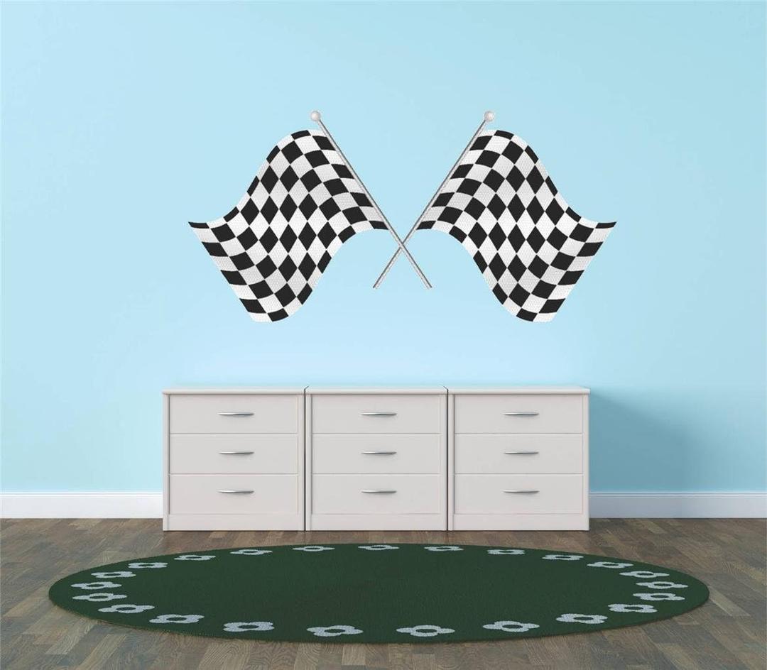 Design with Vinyl Hope 79-218 As Seen Decor Item 1St Place Checkered Flag Race Car Speedway Track Boy Girl Children Kid Living Room Bedroom, 12-Inch x 24-Inch