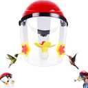 Hummingbird Feeder Helmet | Hands-Free Outdoor Bird Feeder | 3 Spill-Resistant Ports | Adjustable Headband | Lightweight & Durable PVC, Yellow