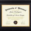 11x14 Diploma Frame with 8.5 x 11 Black Mat Fits Certificate Document, 8.5x11 Degree Frame for Wall or Tabletop Display