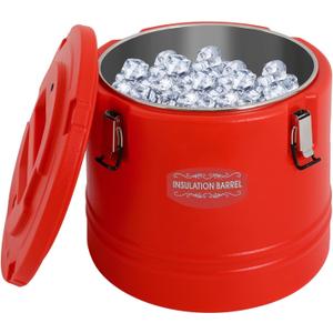 30L Commercial Insulated Food Carrier - Stainless Steel Soup Container for Hot & Cold Food - Ideal for Restaurants, Parties, Picnics, and Outdoor Events - Durable with Lid (Red)