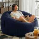 Codi Bean Bag Chair with Filler Included, 4 FT - Comfy Large Beanbag Chairs for Adults, Premium Foam Added - Machine Washable and Soft Mink Bonded Cover - Blue, 4ft