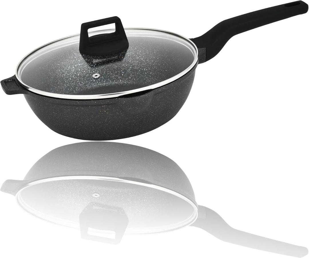 vivicreate 11 inch Non Stick Frying Pan with Lid Deep Skillet Ceramic Omelette Egg Cooking Pan Nonstick Teflon Pan Sartn Antiadherente con Tapa Sartn Hondo Antiadherente